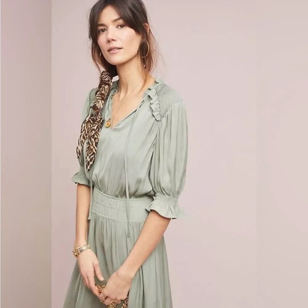 Anthropologie Current Air Sage Green Midi Dress - Picture 2 of 13
